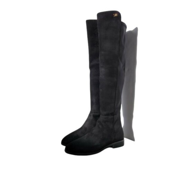 Stuart Weitzman Black Suede Over The Knee Boots w/Logo size Womens 7.5 in Keelan - Picture 1 of 12